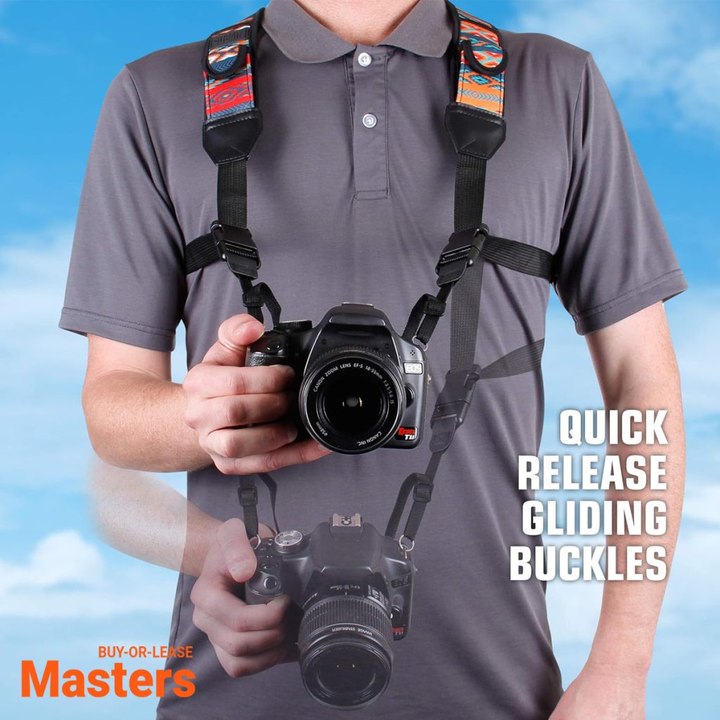 USA GEAR DSLR Camera Strap Chest Harness 3 Point Slinger For Camera